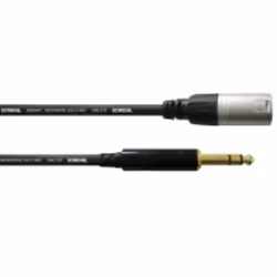 Cordial CFM 3 MV, XLR (3-pin), Mâle, 6,35 mm, Mâle, 3 m, Noir, Argent