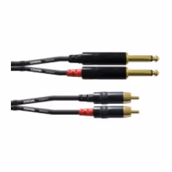 Cordial CFU 0.9 PC, 2 x RCA, Mâle, 2 x 6,35 mm, Mâle, 0,9 m, Noir