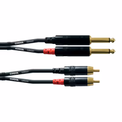 Cordial CFU 1.5 PC, 2 x RCA, Mâle, 2 x 6,35 mm, Mâle, 1,5 m, Noir