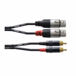 Cordial CFU 3 FC, 2 x RCA, 2 x XLR (3-pin), 3 m, Noir