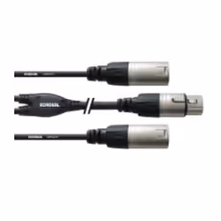 Cordial CFY 0.3 FMM, 2 x XLR (3-pin), Mâle, XLR (3-pin), Femelle, 0,3 m, Noir