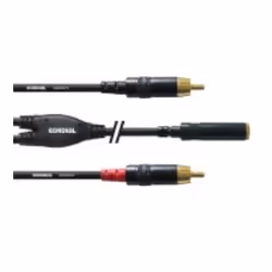 Cordial CFY 0.3 YCC, 2 x RCA, Mâle, 3,5mm, Femelle, 0,3 m, Noir