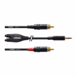 Cordial CFY 1.5 WCC, 2 x RCA, Mâle, 3,5mm, Mâle, 1,5 m, Noir