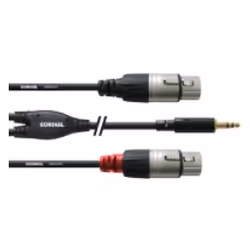 Cordial CFY 1.8 WFF, 2 x XLR (3-pin), Mâle, 3,5mm, Femelle, 1,8 m, Noir