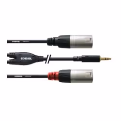 Cordial CFY 1.8 WMM, 3,5mm, Mâle, 2 x XLR (3-pin), Mâle, 1,8 m, Noir