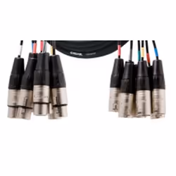 Cordial 5m 8x XLR, 8 x XLR (3-pin), Femelle, 8 x XLR (3-pin), Mâle, 5 m, Noir, Argent