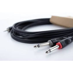 Adaptateur y Cordial 14863 audio [1x Jack mâle 3.5 mm - 2x xlr mâle 3 pôles] gaine en pvc, câble jumelé Y817123