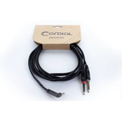Cordial - Adaptateur y 14867 audio [1x Jack mâle 3.5 mm - 2x Jack mâle 6,3 mm (mono)] 1.50 m noir gaine en pvc, câble jum