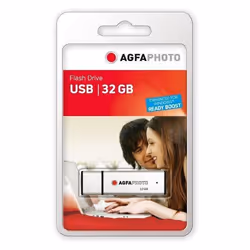 AgfaPhoto USB Flash Drive 2.0, 32GB, 32 Go, USB Type-A, 2.0, Casquette, Argent
