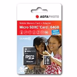AgfaPhoto 64GB MicroSDXC, 64 Go, MicroSDXC, Classe 10, Noir