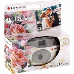 AGFA PHOTO 601020 - Appareil Photo Jetable LeBox Flash, 27 photos, Objectif Optique 31 mm - Gris et Rouge