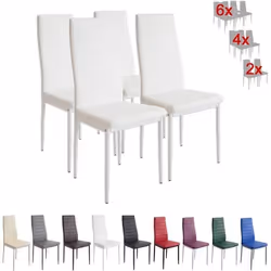 Chaises de salle à manger - ALBATROS - Milano blanc - Métal et simili cuir - Lot de 4