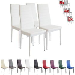 Chaises de salle à manger - ALBATROS - Milano blanc - Métal et simili cuir - Lot de 4