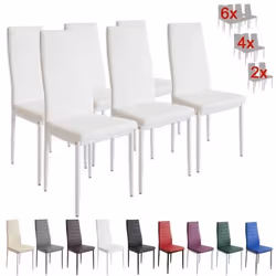 Chaises Milano blanc - ALBATROS - Lot de 6 - Métal - Simili - Contemporain - Design