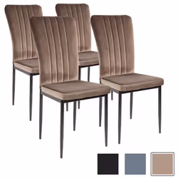 Chaises de salle à manger - ALBATROS - Modena - Confortable - Velours - Marron