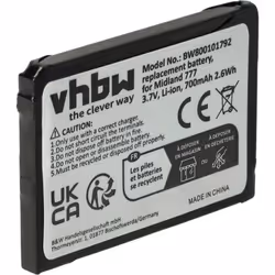 vhbw - the clever way Batterie de haute qualité et compatible avec votre radio, talkie-walkie, radio CB ou radio portative (t ...