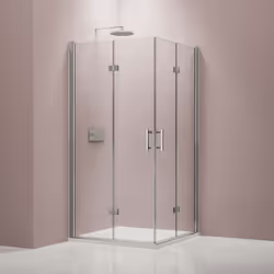 Douche d'angle avec portes pliantes Nano verre véritable EX213 80 x 80 x 195 cm Cette cabine de douche est très pratique et p ...