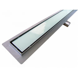 Canal de douche GL02 - écoulement de douche en verre blanc - pour les douches à l'italienne - longueur spécifiée800mm - Bernstein