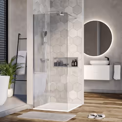 Paroi de douche fixe latérale Walk-In, en verre véritable Superbe paroi de douche BERNSTEIN au design simple et élégant qui e ...