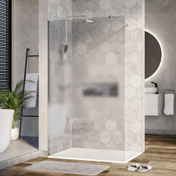 BERNSTEIN - Paroi de douche fixe latérale en verre de sécurité 10mm, satiné partiel, EX101, largeur sélectionnable 1200mm