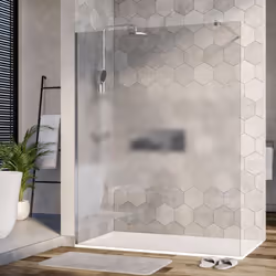 Paroi de douche fixe latérale Walk-In, en verre véritable NANO, satiné patirel EX101 Superbe paroi de douche BERNSTEIN au des ...