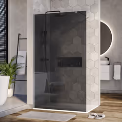 Paroi de douche fixe latérale Walk-In, en verre véritable NANO, verre fumé EX101 lageur sélectionnable Superbe paroi de douch ...