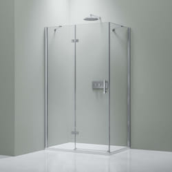 Bernstein - Cabine de douche d'angle en verre trempé sécuritaire esg 8mm, Paroi de douche en coin 2 portes battantes, Profilé Chrome - DX403 Porte