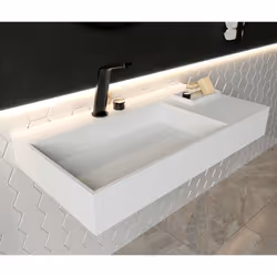 Lavabo mural PB2015 blanc mat en fonte minérale Solid Stone Alternative moderne au lavabo mural classique, ce lavabo crée un  ...