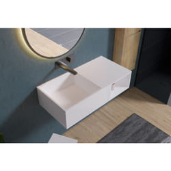 Lavabo suspendu avec espace de rangement PB2037 - 80 x 40 x 20cm en résine de synthèse (Solid Stone) - Bernstein