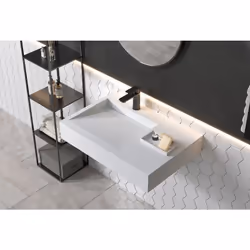 Lavabo mural PB2014 blanc mat en fonte minérale Solid Stone Alternative moderne au lavabo mural classique, ce lavabo crée un  ...