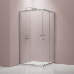 Bernstein - Cabine de douche d'angle en verre trempé 6mm, Paroi de douche en coin, 2 portes battantes, profilé chromé - EX506 - 80x80x195cm - sans