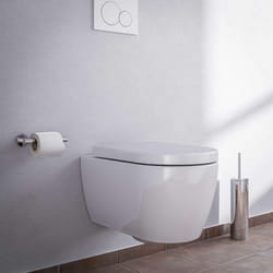 Bernstein - wc suspendu design sans rebords céramique sanitaire Toilettes mural à poser avec Abattant au choix - Blanc - 54,5x36x33cm - NT2039