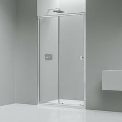 Paroi de douche en niche verre transparent nano 6mm, porte coulissante - Profilé alu Chrome 30mm - EX505 - h. 195cm - 1400mm - Bernstein