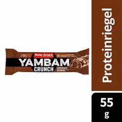 Body Attack YamBam Crunch Bar, Brownie, Chocolat, 55 g, Protéine de lait, 205 kcal, 373 kcal, 856 kJ