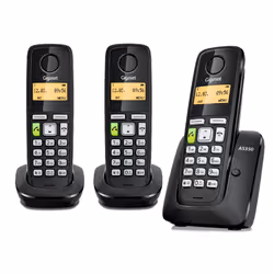 Gigaset AS350 Trio, Téléphone DECT, Combiné sans fil, 80 entrées, Noir