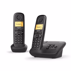 Gigaset A270A DUO, Téléphone analog/dect, Combiné sans fil, Haut-parleur, 80 entrées, Identification de l'appelant, Noir