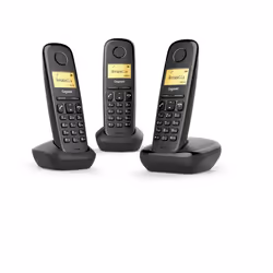 Gigaset A170 Trio, Téléphone analog/dect, Combiné sans fil, 50 entrées, Identification de l'appelant, Noir