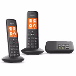 Gigaset C570A DUO, Téléphone DECT, Combiné filaire, Haut-parleur, 200 entrées, Identification de l'appelant, Noir