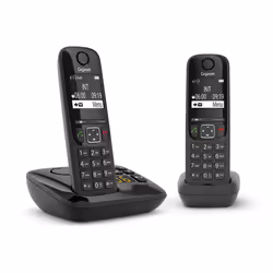 Gigaset AS690A Duo, Téléphone analog/dect, Combiné sans fil, 100 entrées, Noir