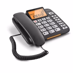 Gigaset DL 580, Téléphone analogique, Combiné filaire, Haut-parleur, 99 entrées, Identification de l'appelant, Noir