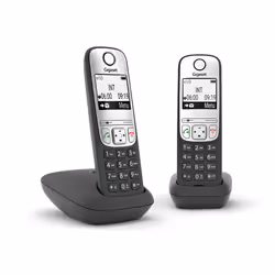 Gigaset A690A Duo, Téléphone analog/dect, Combiné sans fil, Haut-parleur, 100 entrées, Identification de l'appelant, Noir