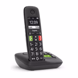 Gigaset E290A BLACK, Téléphone analog/dect, Combiné sans fil, Haut-parleur, 150 entrées, Identification de l'appelant, Noir