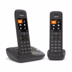 Gigaset C575A Duo, Téléphone analog/dect, Combiné sans fil, Haut-parleur, 200 entrées, Identification de l'appelant, Noir