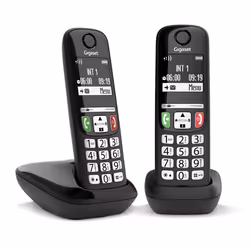 Gigaset E270 Duo, Téléphone DECT, Combiné sans fil, Haut-parleur, 100 entrées, Identification de l'appelant, Noir