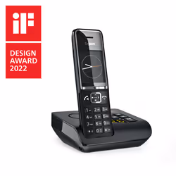 Gigaset COMFORT 550A, Téléphone analog/dect, Combiné sans fil, Haut-parleur, 200 entrées, Identification de l'appelant, Noir