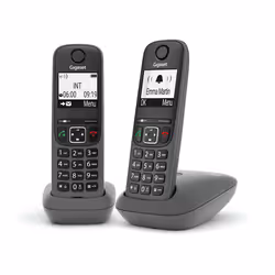 Gigaset AS490 Duo Téléphone analog/dect Identification de l'appelant Noir