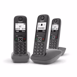 Gigaset AS490 Trio Téléphone analog/dect Identification de l'appelant Noir