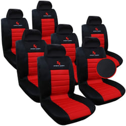 WOLTU 7 X Housse de siège Noir Rouge, Auto Housse de Voiture Universelle, AS7257-7
