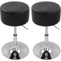 Lot de 2 Tabouret de bar sans dossier, Siège en similicuir, Hauteur réglable, Noir - Woltu