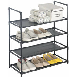 Woltu - Etagères à chaussures 4 couches, Range-chaussures pour 12 paires de chaussures, Meuble à chaussures 60x28x71cm environ, Noir